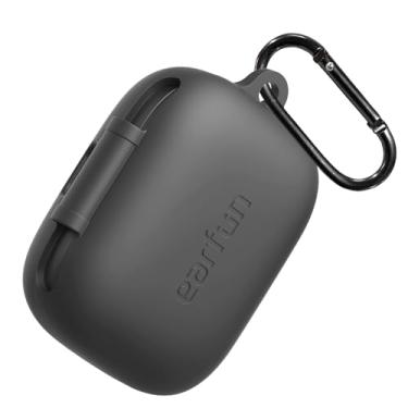 Imagem de EarFun Capa protetora para EarFun Air Pro 4, capa protetora de silicone macio com chaveiro, à prova de choque, capa protetora completa, suporta carregamento sem fio, preta