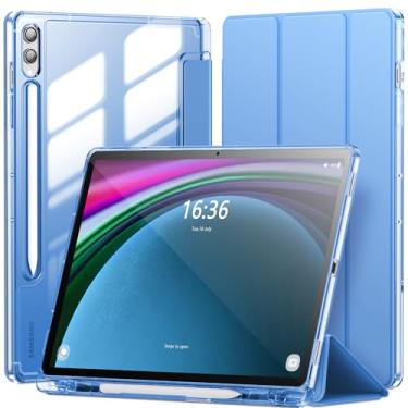 Imagem de INFILAND Capa para Samsung Galaxy Tab S9+ Plus / S9 FE+ Plus / S10+ Plus de 12,4 polegadas com suporte para S Pen, capa protetora fina e transparente suporta despertar/hibernar automaticamente (azul)