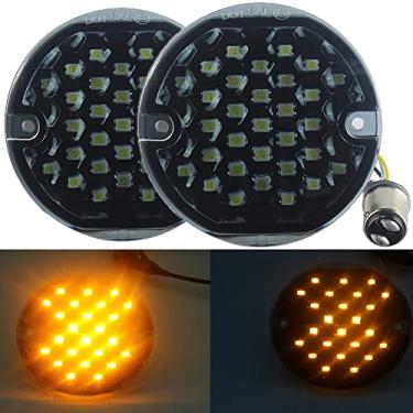 Imagem de ZYTC 3 1/4" luzes LED setas estilo lente plana PC frontal traseira 1157 âmbar LED kit de seta para Harley Davidson (não precisa de lentes extra)