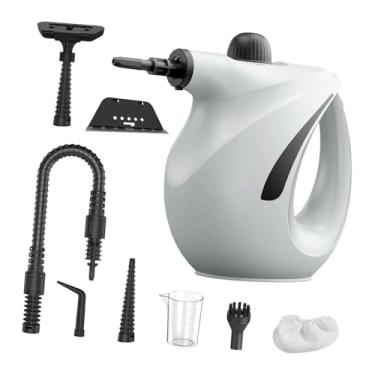 Imagem de SiaBiced Limpador a vapor portátil com tanque de 700 ml, vaporizador multiuso de limpeza a vapor de 1200 W para detalhamento de automóveis, Cinza