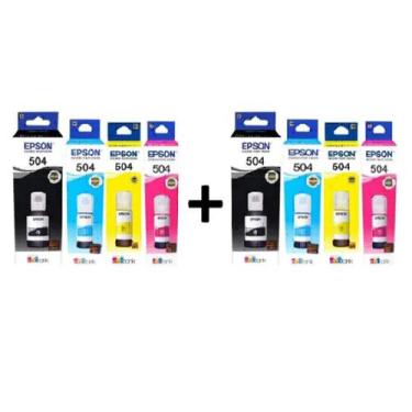 Imagem de 2 kit epson 504 originais epson 504 (2 de cada refil colorido + 2 refi