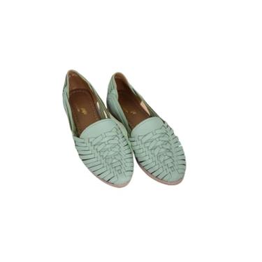 Imagem de Macarena Collection Sandálias femininas de couro para mulheres | Huarache sandálias mexicanas feitas à mão | Sandálias femininas confortáveis e elegantes 2206, Hortelã, 40