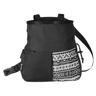 Imagem de Aymzbd Bolsa de Giz para Escalada, Cinto Ajustável, Bolsa de Armazenamento Multifuncional para Equipamento de Escalada, Transporte, Preto Grande