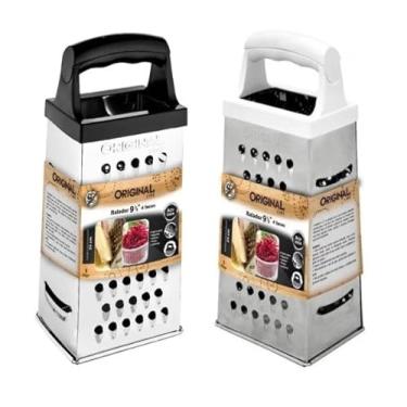 Imagem de Ralador 4 Faces em A�o Inox � Fatiador Manual para Queijo, Legumes, Verduras e Frutas � Utens�lio de Cozinha 24cm � Cores Sortidas
