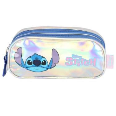 Imagem de Estojo Triplo Escolar Stitch Holográfico Original Luxcel