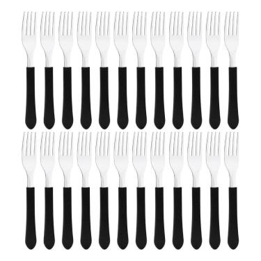 Imagem de Kit 24 Garfo De Mesa Tramontina Leme Inox Cabo Preto