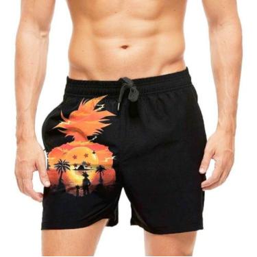 Imagem de Short Praia Shorts Banho Mauricinho Dragon Ball 31 - smoke, Preto, P 3