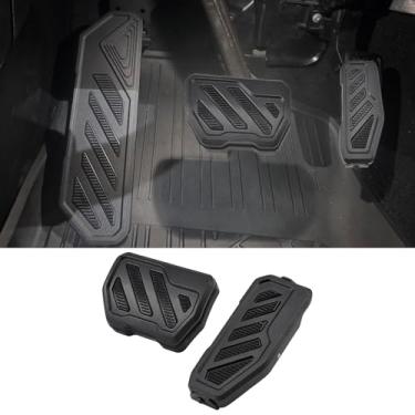 Imagem de JSCARLIFE Substituição de pedal de pé, capas de pedal de liga de alumínio para Wrangler JL/JLU & Gladiator JT 2018-2024 - Extensores de pedal de freio acelerador de borracha antiderrapante (2 peças)