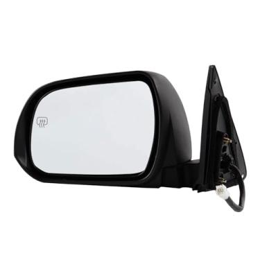 Imagem de Espelho lateral do motorista compatível com Toyota Highlander 2008-2013 5 pinos com vidro elétrico aquecido manual dobrável preto retrovisor lateral esquerdo substitui TO1320246
