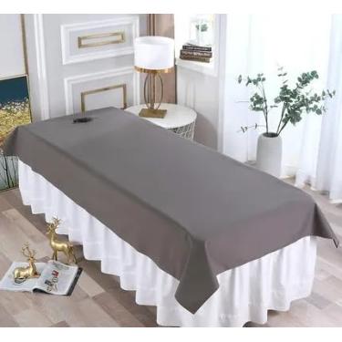 Imagem de Lençol de cama impermeável e à prova de óleo para salão de beleza, massagem SPA, protetor de mesa de cama filmado e amigo da pele para salão de barbearia (CINZA, 190X118 SEM FURO)