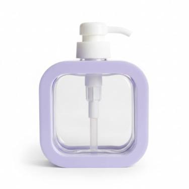 Imagem de Dispenser Porta Sabonete Líquido 320ml Transparente Recarregável Multiuso Para Banheiro Cozinha Lavabo – Frasco Pump Para Shampoo Detergente e Álcool Gel (Lilás)