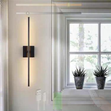 Imagem de GZZBMY LED Bateria Arandela com Controle Remoto Lâmpadas de Parede Reguláveis Recarregável Interior Sem Fio Iluminação de Parede 350° Rotativa para Quarto Sala de Estar Escada Corredor (Quadrado, 1