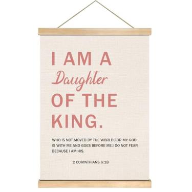 Imagem de You found a duck Arte de parede cristã - I Am a Son of the King - Pôster de linho com versículo da Bíblia, 35,5 x 46,5 cm, decoração de parede religiosa para igreja, quarto de menino, sala de oração