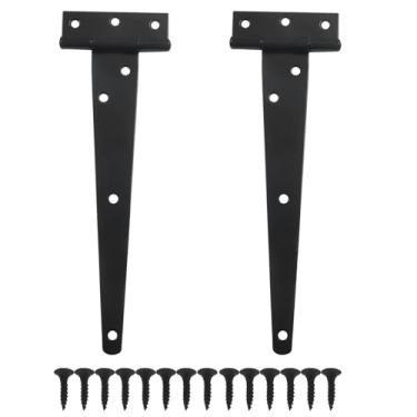Imagem de Jiozermi 2 peças de dobradiças de alça em T de 20 cm, dobradiças de porta de celeiro para serviço pesado, dobradiças de portão para cercas de madeira, galpão de porta de celeiro