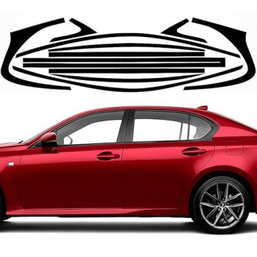 Imagem de MusTree Kit de envoltório de vinil com exclusão de cromo lateral adequado para Lexus GS350 GS450h GS F 2013-2020 acabamento de janela com película blackout preta brilhante