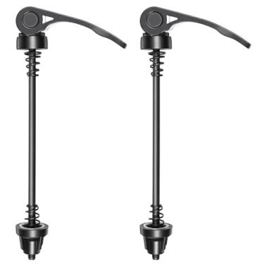 Imagem de Gtziqa 1 par de espetos de roda traseira de liberação rápida, eixo dianteiro e traseiro, peças de cubo de rodas de bicicleta, kit de eixo oco para bicicletas de estrada, mountain bikes (preto)