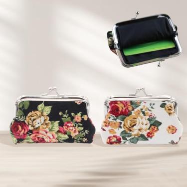 Imagem de 2 porta-moedas com fivela rosa – Mini bolsa de silicone com fecho floral para moedas/chaves/batom/fones de ouvido, moda diária/viagem (preto e branco)