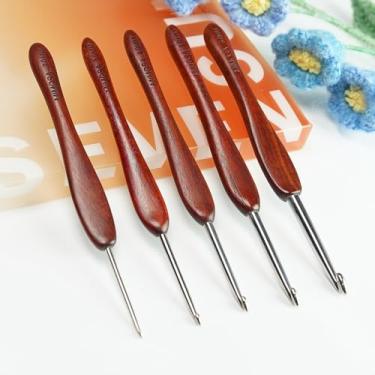 Imagem de SEVENSUN Conjunto De Agulhas De Crochê Mimosa, Pacote Com 5 Unidades De Agulhas De Crochê De 2 Mm, 3 Mm, 4 Mm, 5 Mm E 6 Mm, Agulhas De Crochê Ergonômicas Polidas À Mão, Agulha De Crochê De Aço Inoxid