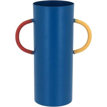 Imagem de Vaso Decorativo Enfeite Casa Metal 15x11x11cm Azul