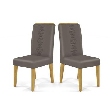 Imagem de Cadeira De Jantar Yasmin Conjunto Com 2 Cadeiras Cedro Com Veludo Lunar