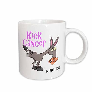 Imagem de 3dRose Caneca de cerâmica Kick Cancer In The Ass Awareness Ribbon Cause Design, 425 g, branca