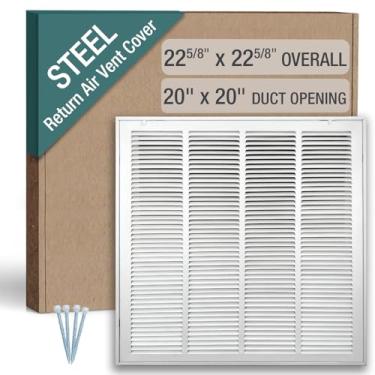 Imagem de Hoovate Grade de filtro de ar de retorno de 50 x 50 cm (abertura do duto) para filtros de 2,5 cm, tampa de ventilação HVAC para parede e teto, aço revestido a pó com porta removível