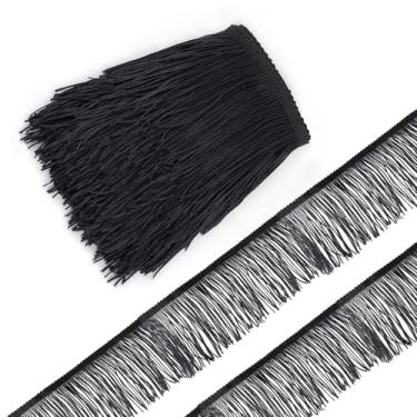 Imagem de letsinstyle Acabamento de franja de poliéster preto de 5 metros, acabamentos de borla de franja de corrente, fita decorativa de borla para costura, artesanato, fantasia latina, vestido de casamento
