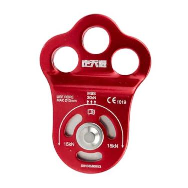 Imagem de YIJU Polia de escalada, polia de içamento, alumínio, pequena, 30kN, três furos, para equipamentos de arboricultura, rapel, e transporte.
