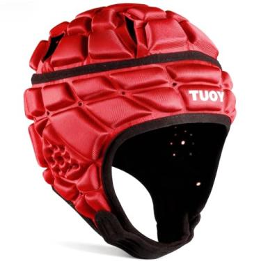 Imagem de Capacete infantil macio para bandeira futebol americano Rugby Futebol Goalie da TUOY, Vermelho, Medium