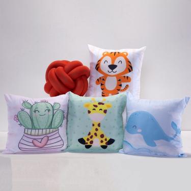 Imagem de Kit Capas de Almofadas c/ Nó Innovative Bichinhos 5 Peças