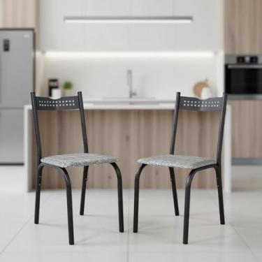 Imagem de Kit com 2 Cadeiras De Jantar Aço Preto Manteiga Ana Repleta