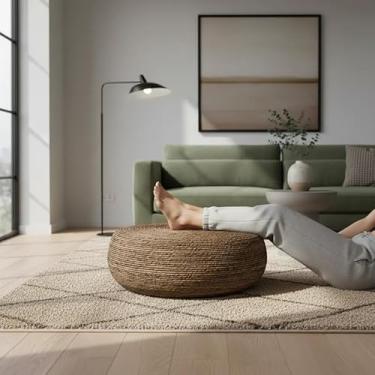 Imagem de Tronco Nobre Mesa de Centro Coliseu, Fibra de Bananeira Artesanal, Base em Eucalipto, Estilo Rústico