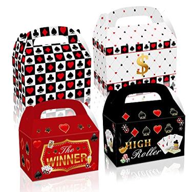 Imagem de 24 peças de caixas de presente de festa de pôquer de cassino, pôquer entretenimento, espadas, cubo de ameixa, caixa de presente portátil, caixa de presente de festa de aniversário, decoração de mesa