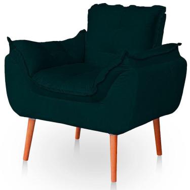 Imagem de Poltrona Opala Para Sala Confortável Resistente Veludo Cor Verde