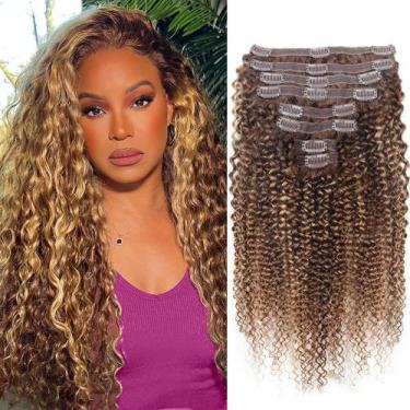 Imagem de Extensões de cabelo encaracoladas Clipes de cabelo humano reais Ins Ba