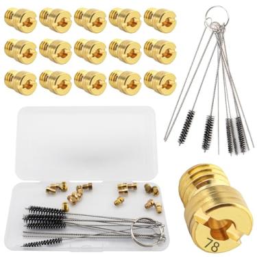 Imagem de Windance Kit de bocal de jato principal de carburador de latão 16 peças adequado para Nibbi Keihin Nibbi Keihin CVK PE PZ CV VB VD VE GY6 99101-393 99101-GHB-000 com escovas de agulhas de limpeza (#40