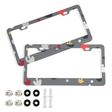 Imagem de CEBUGI Pacote com 2 molduras de placa de carro de alumínio capas de moldura de placa de carro com 2 furos pegada animal acessórios automotivos para placas dianteiras e traseiras orifício elíptico