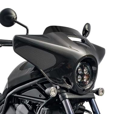 Imagem de Kit de para-brisa de carenagem de farol de motocicleta para CM1100 CMX1100 Rebel 1100 2021-2026 Conjunto de montagem de para-brisas dianteiro, aparência de fibra de carbono + fumaça