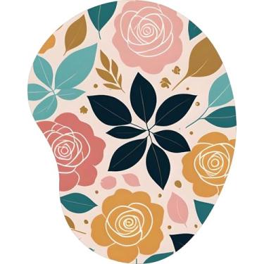 Imagem de Mouse Pad Ergonômico Gota Estampa Rosas Folhas Abstrato