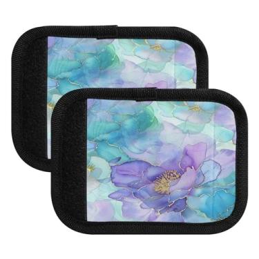 Imagem de Qilmy Pintura aquática, flores silvestres, alça de bagagem, embalagem com 2 identificadores de bagagem, identificadores de bagagem, capa confortável para carrinho de bebê, mala de viagem, acessórios