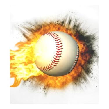 Imagem de Adesivo magnético de painel de geladeira de fogo de beisebol, adesivo magnético 58 cm L x 66 cm A