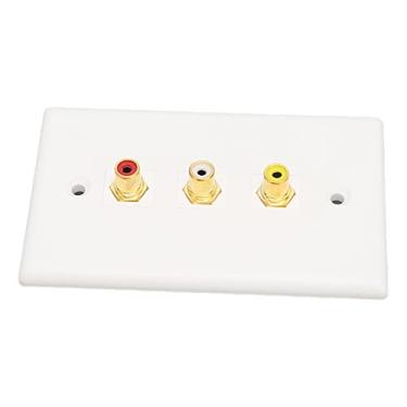 Imagem de Akozon Placa de Parede 3 Banhada a Ouro 1080P Conector Fêmea Resistente à Corrosão para Sistemas AV de Home Theater