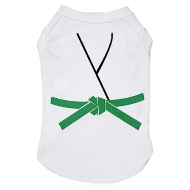 Imagem de Petitebella Camisa de judô Karate Taekwondo Jersey Puppy Dog (branca/verde, GG)