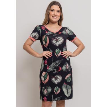 Imagem de Vestido Pau a Pique Estampado Preto e Rosa ROSA - P