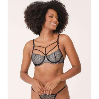 Imagem de Sutiã De Tela Strappy Com Base E Sem Bojo Marisa-09017, 44, Preto, Beg