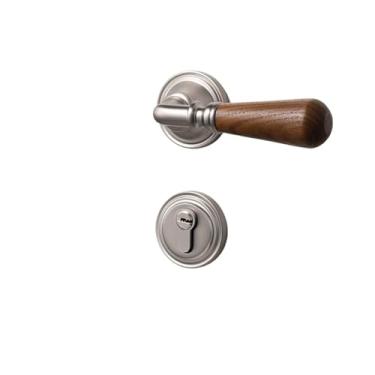 Imagem de PXNQMTJM Fechadura de porta de quarto de casa interior nogueira maçaneta de porta de quarto retro fechadura magnética silenciosa (fechadura silenciosa)