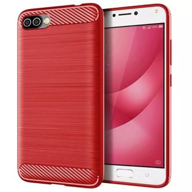 Imagem de Capa Case Para Asus Zenfone 4 Max (ZC520KL) (Tela 5.2) Carbon Fiber Leve Fina Maleável (Vermelho)
