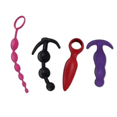 Imagem de Kit Plug Anal 4 Unidades Variados Para Treino E Dilatação Progressiva Kit De Estimulação Anal PL91 (CORES SORTIDAS)