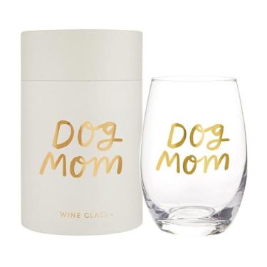 Imagem de Santa Barbara Design Studio Copos de vinho em caixa de presente, folha dourada, taça de vinho sem haste, 500 ml, Dog Mom