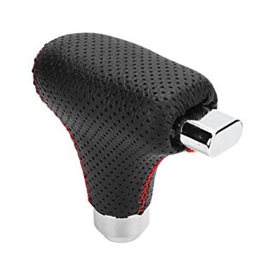 Imagem de Mingzhe Cabeça de Botão de Mudança Modificada Universal, Liga Alumínio e Material Couro, Durável, Com Botão, para Cabeças Mudança Automática, Alavanca,